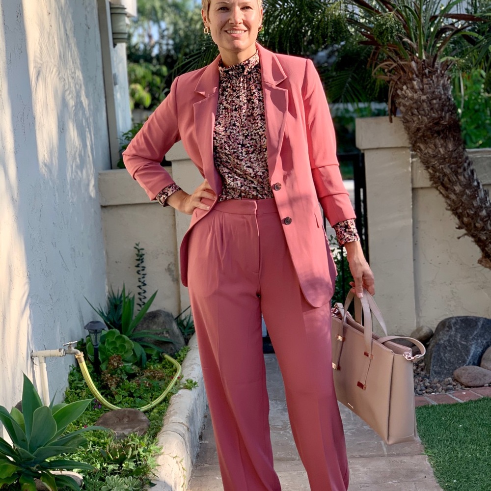 H&M Bloggers Favorite Pink Pants and Blazer Suit Set